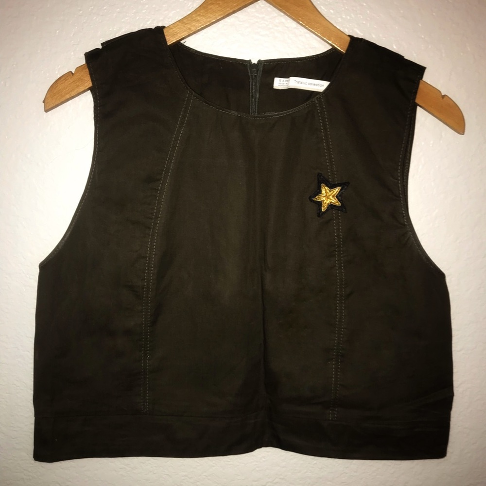 Sleeveless embroidered crop top